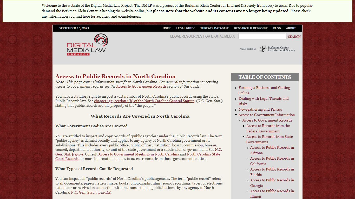 Access to Public Records in North Carolina - DMLP