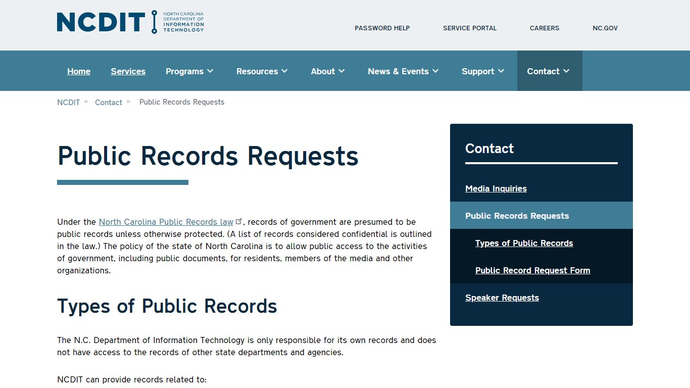 Public Records Requests | NCDIT